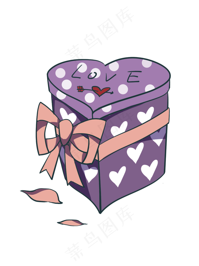 紫色心形礼品盒插画