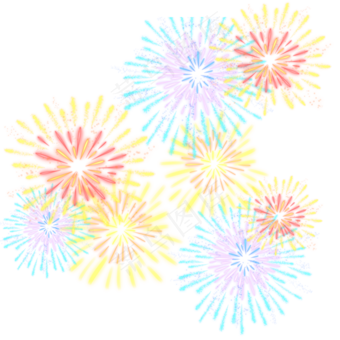 元旦新年春节烟花四射(3000X3000(DPI:300))psd模版下载