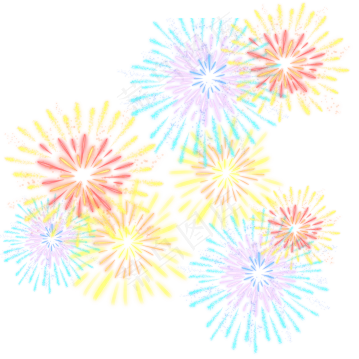 元旦新年春节烟花四射(3000X3000(DPI:300))psd模版下载