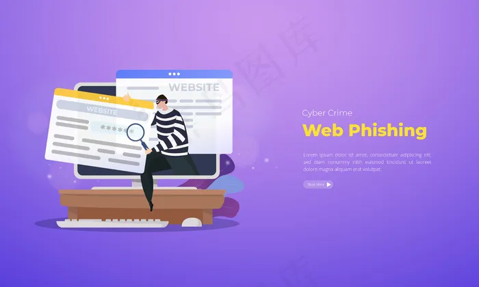 网络犯罪网络钓鱼图解概念eps,ai矢量模版下载