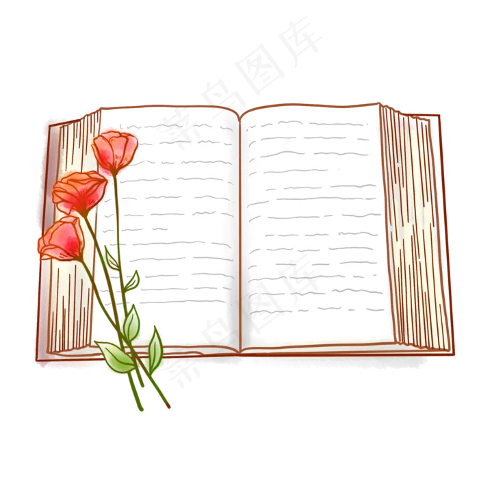 文艺书本和花朵(2000X2000(DPI:300))psd模版下载