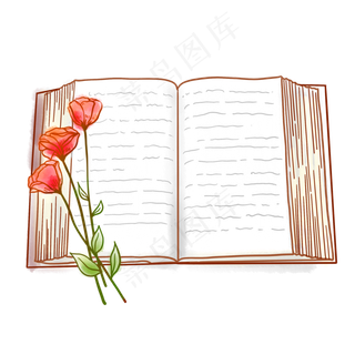 文艺书本和花朵