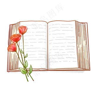 文艺书本和花朵