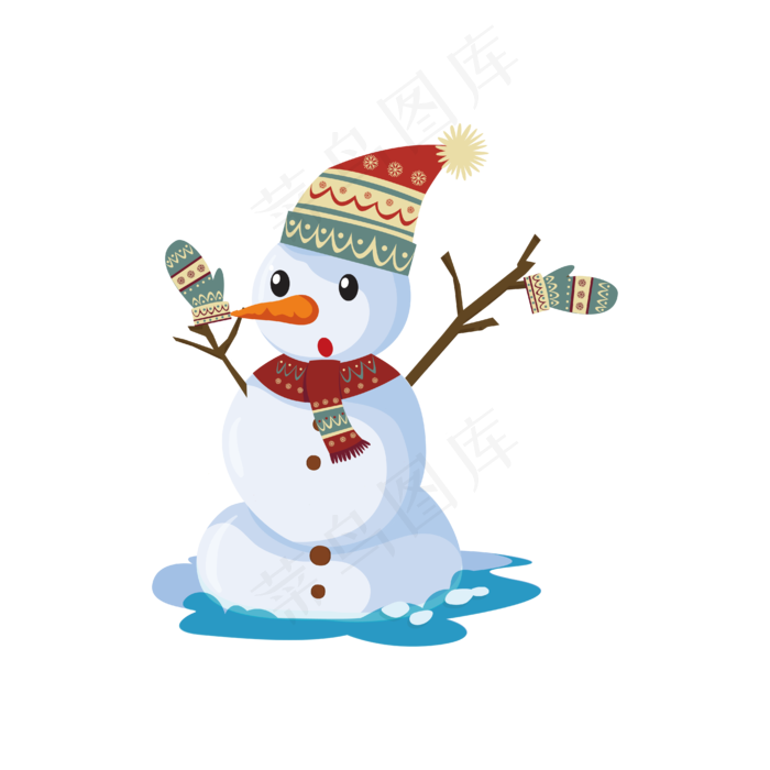 矢量冬天雪人围巾