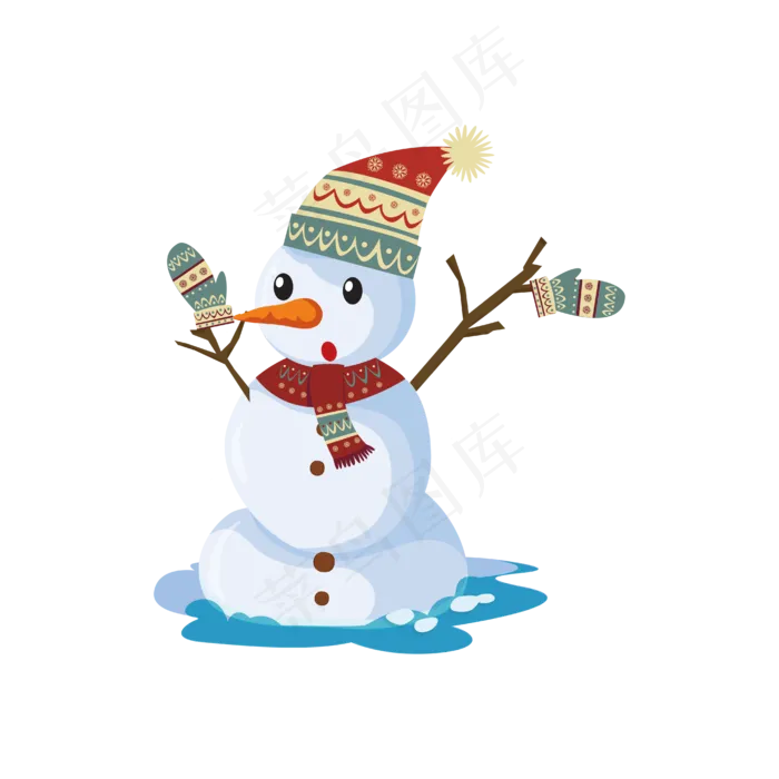 矢量冬天雪人围巾(2000X2000(DPI:300))ai矢量模版下载