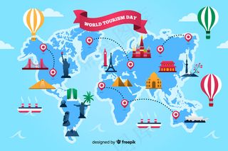 带地标的平面设计旅游日