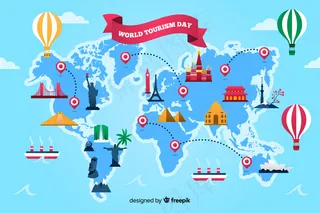 带地标的平面设计旅游日