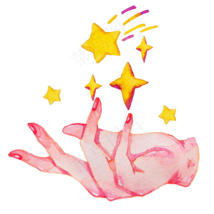 粉色的手掌和星星(2000X2000(DPI:300))psd模版下载