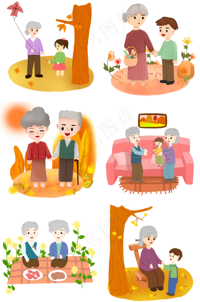 重阳节爷爷奶奶套图合集(2000X3020(DPI:300))psd模版下载