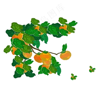 小清新柿子树像素化设计可商用元