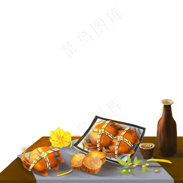 中秋节中秋吃大闸蟹元素设计