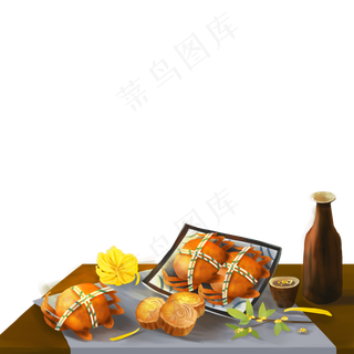 中秋节中秋吃大闸蟹元素设计