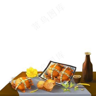 中秋节中秋吃大闸蟹元素设计