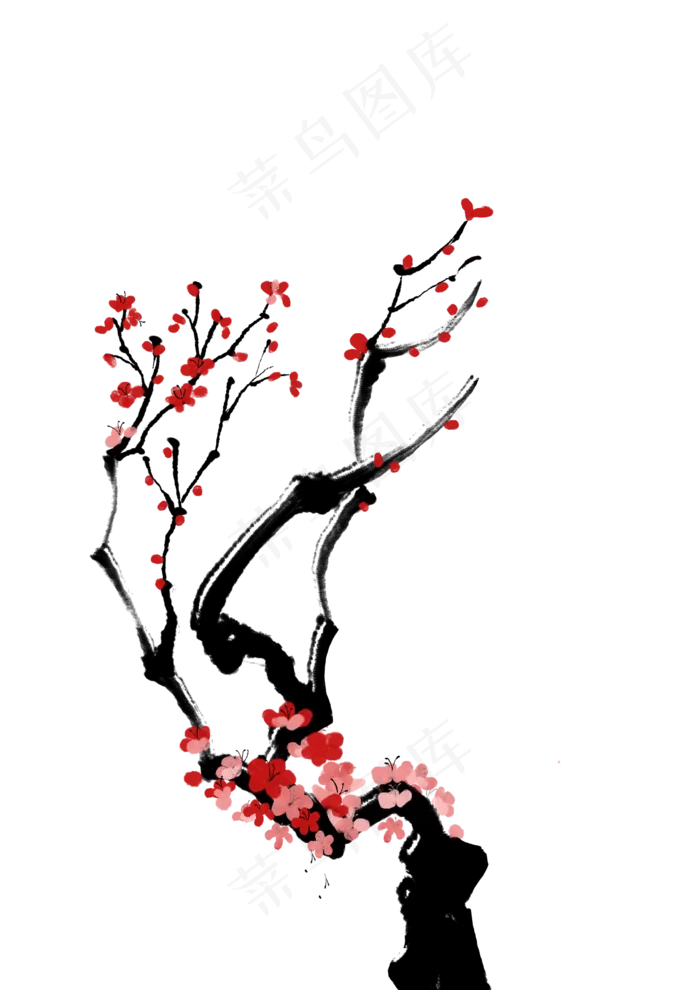 水墨梅花花枝(2480X3508(DPI:300))psd模版下载