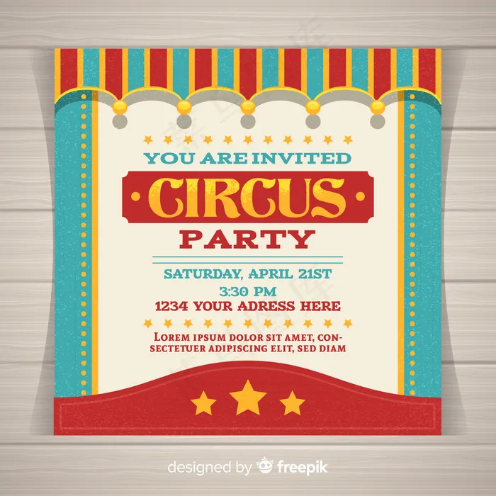 马戏团派对邀请卡eps,ai矢量模版下载