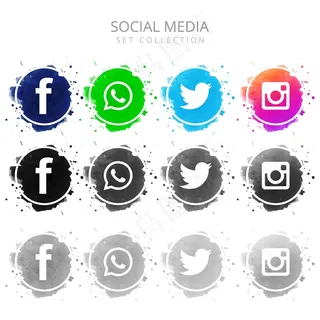 现代多彩的社交媒体图标集设计