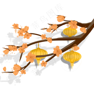 春节金色梅花灯笼