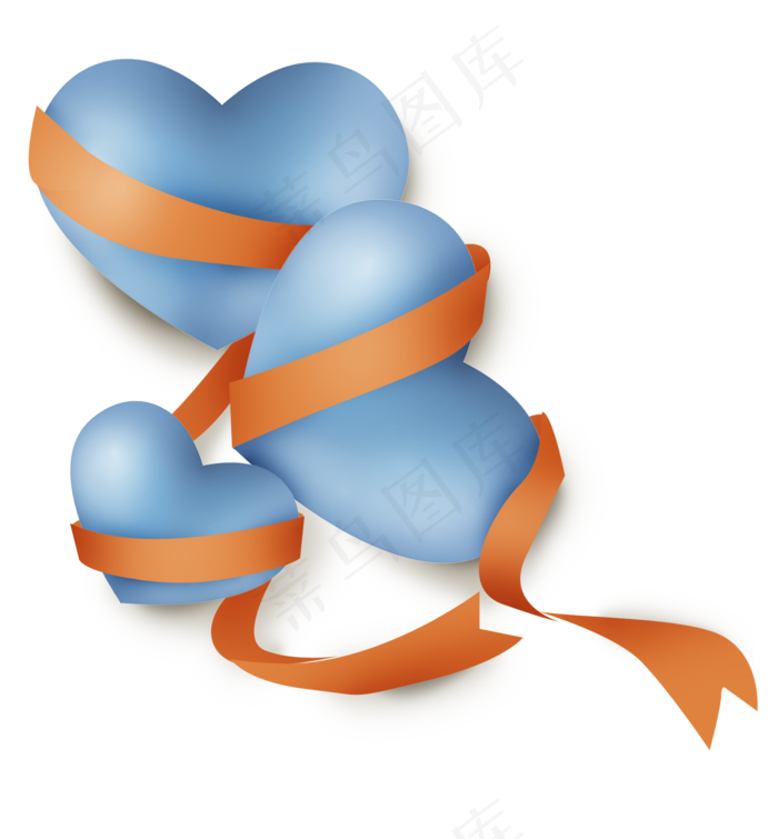 蓝色立体气球和丝带