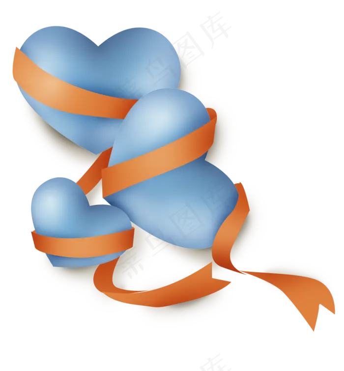 蓝色立体气球和丝带(2000X2158(DPI:299))psd模版下载