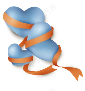 蓝色立体气球和丝带