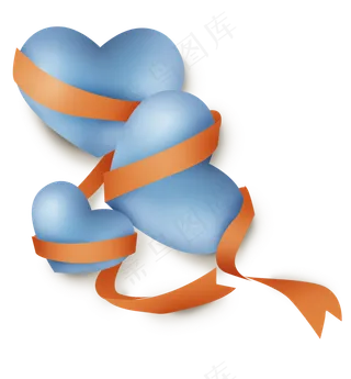 蓝色立体气球和丝带