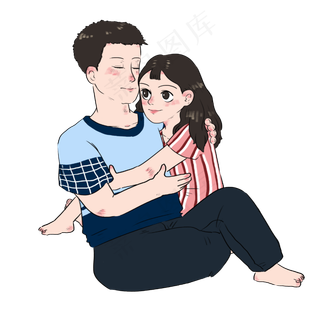 七夕节情侣两人相互依偎互相扶持