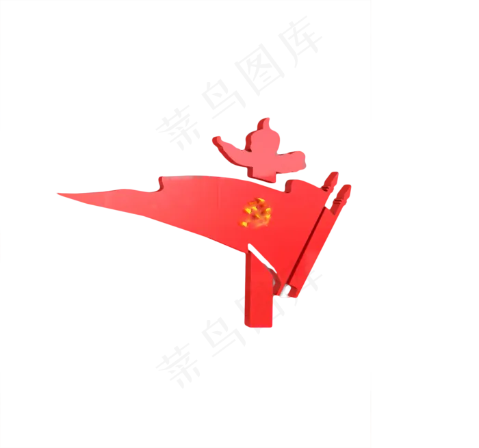 漂浮的党旗(2000X1872(DPI:1500))psd模版下载