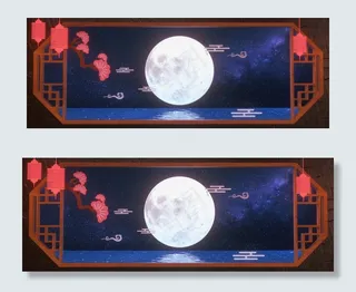 传统中秋月圆节日banner图
