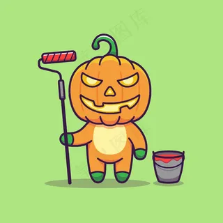 南瓜怪兽会用红色颜料作画