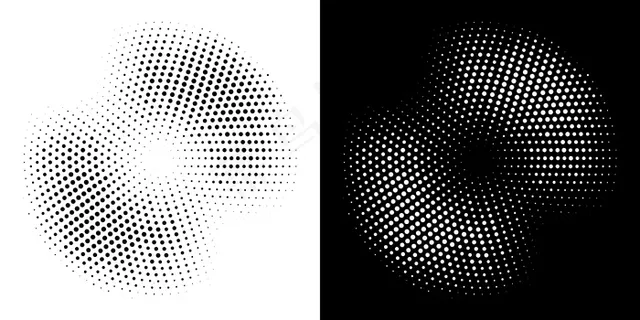 半色调圆形框点背景集。插图。