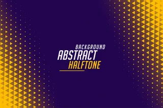 抽象黄色和紫色半色调三角形背景