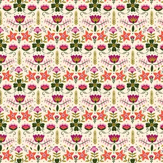 彩色手绘异域花卉图案