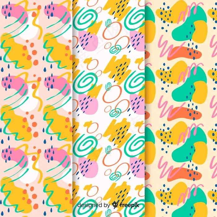 手绘抽象图案集eps,ai矢量模版下载