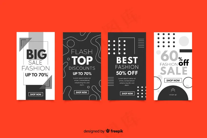 抽象时装销售模板故事eps,ai矢量模版下载