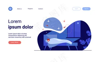 卡通人物晚上睡在卧室里