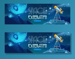 太空探索卡通网页横幅banner