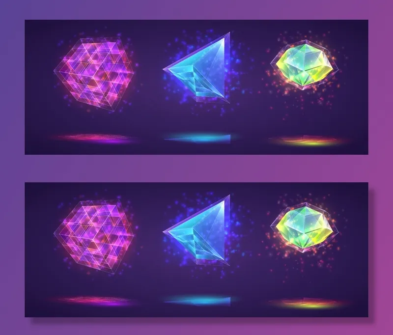 一套魔法水晶。亮虹成品宝石eps,ai矢量模版下载