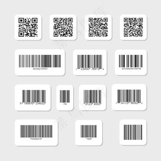 设置白色贴纸上的条形码和二维码。标签信息数据、标识条