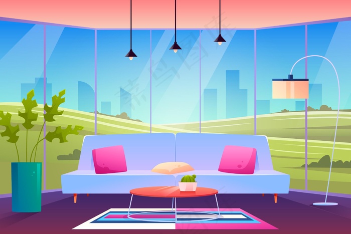 家庭内部-视频会议背景