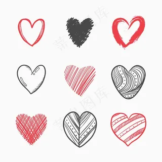 手绘心形插图包