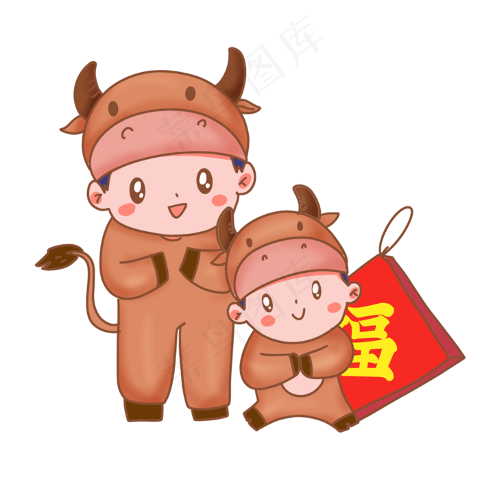 牛年萌牛头套福娃