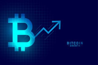 蓝色科技风格比特币增长图