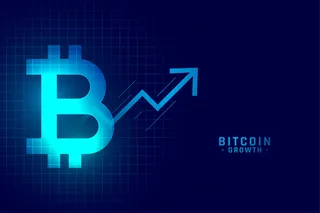 蓝色科技风格比特币增长图