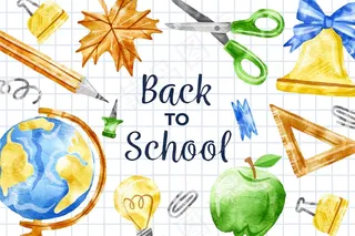 水彩回到学校背景