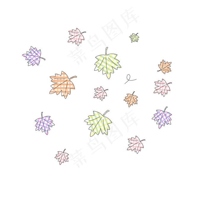 卡通萌系枫叶漂浮格子色系(2000*2000px 300 dpi )psd模版下载