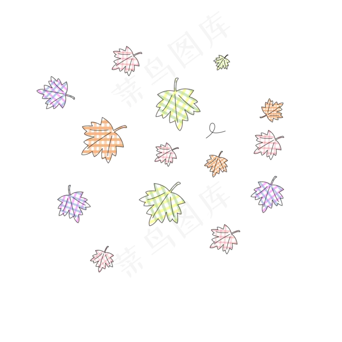 卡通萌系枫叶漂浮格子色系(2000*2000px 300 dpi )psd模版下载