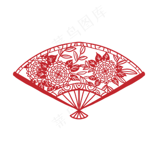 新年春节花朵扇子剪纸