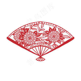 新年春节花朵扇子剪纸