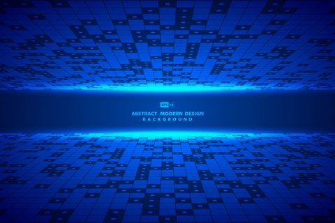 抽象方形蓝色数字图案艺术品框架背景。