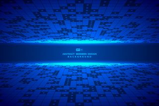 抽象方形蓝色数字图案艺术品框架背景。